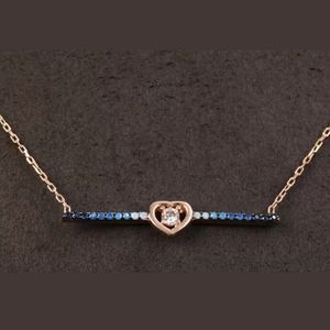 Ombre black- LTE blue heart, bar necklace